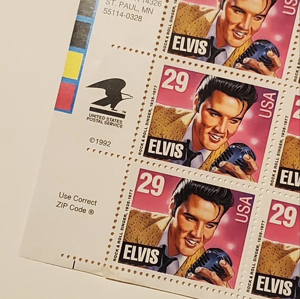 USPS 1992 Commemorative Elvis Presley Stamp Sheet